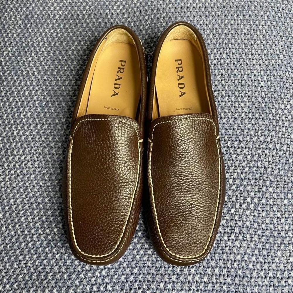 Prada brown leather loafers. Size 9.5 #luxury #loafers - Picture 2 of 7